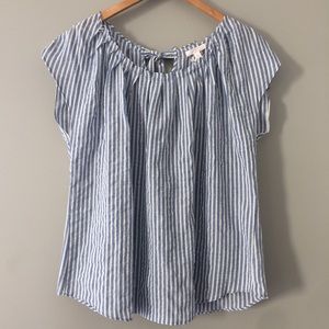 Lauren Conrad Striped Pleated Blouse W/Back Tie XL